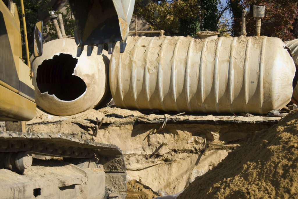 Removal of an old underground Gasoline storage tank from gas station.